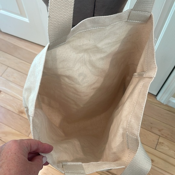 Sperry Top Sider cream canvas 10” strap cotton carryall shopping tote bag - Picture 4 of 8